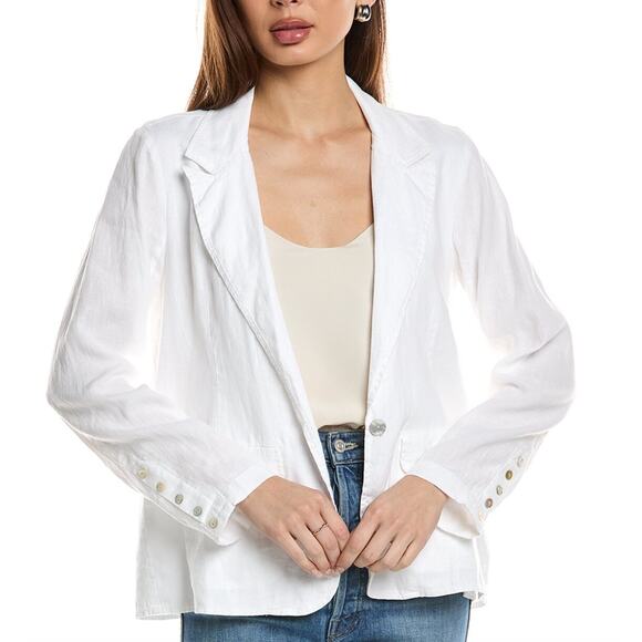 Bella Dahl White Linen Longline Blazer - Size Small - Picture 1 of 4